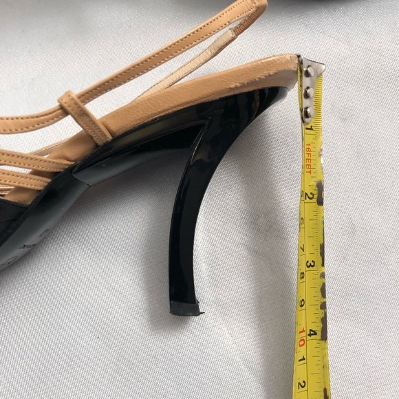 Chanel black and tan leather strappy slingback heel shoes - Picture 5 of 6